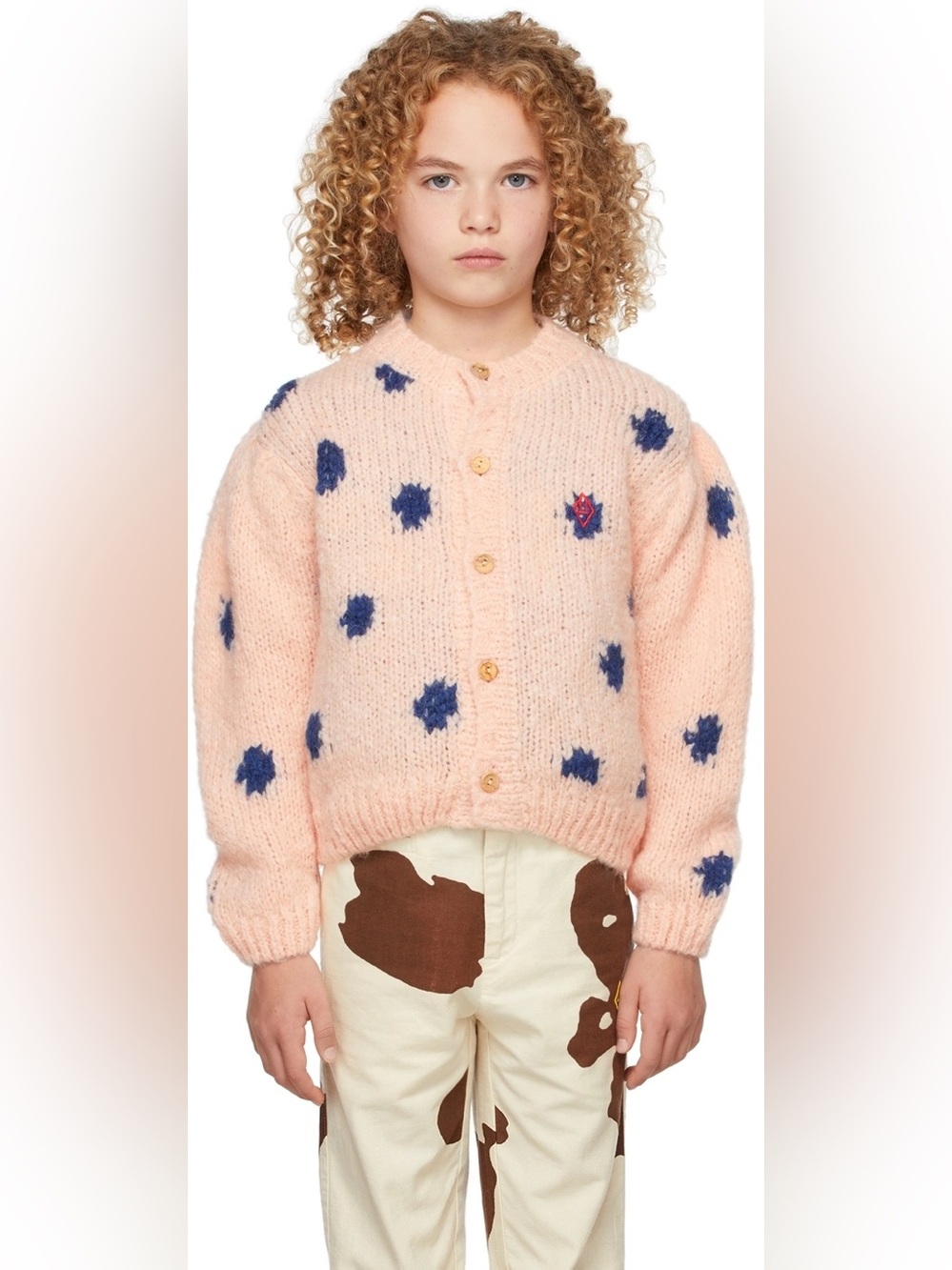 The Animal Observatory Kids Pink Dots Racoon mohair Cardigan size 6